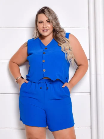 Conjunto moda feminina alfaiataria plus size primavera-verão