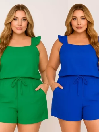 Kit 2 Conjunto Feminino Plus Size Curve Alcinha Moda Casual Verão