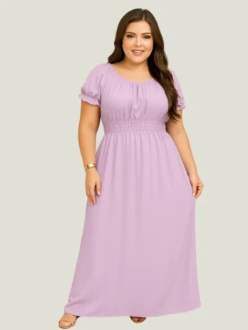 Vestido longo feminino plus size manga curta