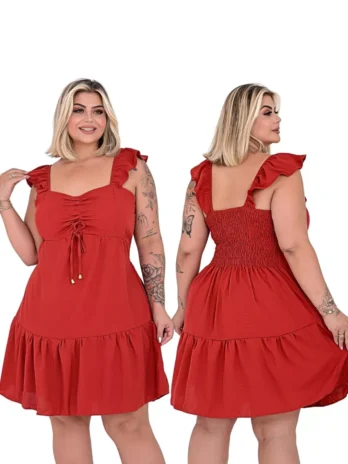Vestido feminino plus size curto elegância tendência soltinho