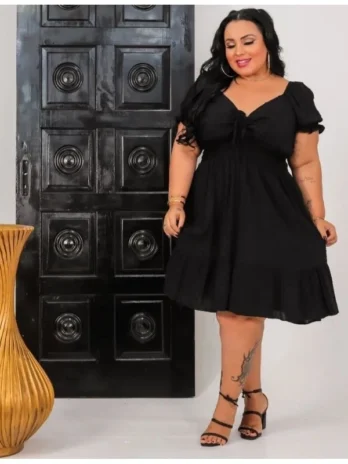 Vestido feminino plus size curto ciganinha viscolinho