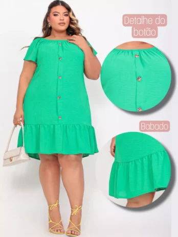Vestido plus size soltinho manga curta casual ciganinha