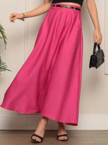 Saia Longa Alfaiataria Com Botão e Ziper